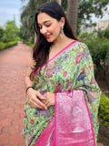 Pink Tussar  Saree With Blouse Piece