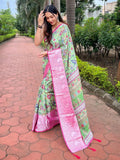 Pink Tussar  Saree With Blouse Piece