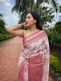 Red Tussar  Saree With Blouse Piece