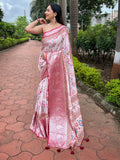 Red Tussar  Saree With Blouse Piece