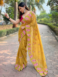 Mustard Georgette Saree With Blouse Piece