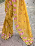 Mustard Georgette Saree With Blouse Piece