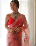 Pink Organza Saree With Blouse Piece