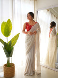 Off White Georgette Saree With Blouse Piece