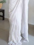 White Georgette Saree With Blouse Piece