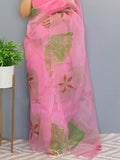 Pink Organza Saree With Blouse Piece