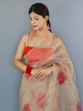 Beige Organza Saree With Blouse Piece