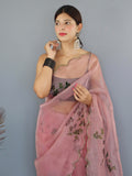 Peach Organza Saree With Blouse Piece