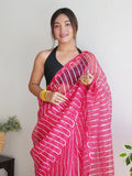 Pink Organza Silk Saree With Blouse Piece