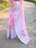 Peach Organza Saree With Blouse Piece