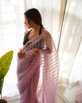 Lavender Organza Silk Saree With Blouse Piece