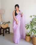 Lavender Organza Silk Saree With Blouse Piece