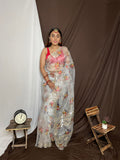 White Organza Saree With Blouse Piece