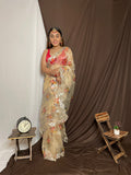 Yellow Organza Saree With Blouse Piece