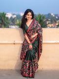 Green Soft Kolam Silk Saree With Blouse Piece