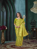 Yellow And Green Kanjivaram Saree