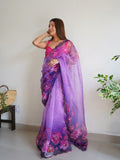 Purple Organza Saree With Blouse Piece