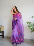 Purple Organza Saree With Blouse Piece