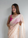 Peach Chiffon Saree With Blouse Piece