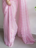 Pink Chiffon Saree With Blouse Piece