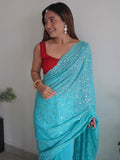 Purple Georgette Saree With Blouse Piece