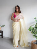 Yellow Chiffon Saree With Blouse Piece