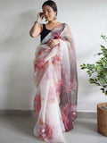 Off White Organza Saree With Blouse Piece