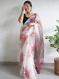 Off White Organza Saree With Blouse Piece