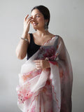 Off White Organza Saree With Blouse Piece