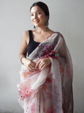 Off White Organza Saree With Blouse Piece