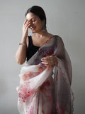 Off White Organza Saree With Blouse Piece