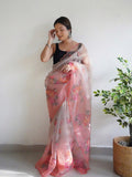 Off White Organza Saree With Blouse Piece