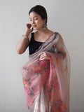 Off White Organza Saree With Blouse Piece