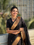 Black Soft Silk Saree With Blouse Piece