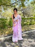 Lavender Organza Saree With Blouse Piece