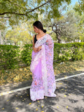 Lavender Organza Saree With Blouse Piece