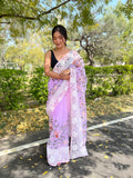 Lavender Organza Saree With Blouse Piece