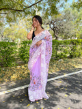 Lavender Organza Saree With Blouse Piece