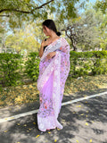 Lavender Organza Saree With Blouse Piece