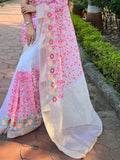 Pink Organza Silk Saree With Blouse Piece