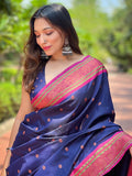 Blue Paithani Silk Saree With Blouse Piece