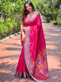 Pink Paithani Silk Saree With Blouse Piece