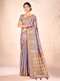 Purple Satin Silk Saree With Blouse Piece