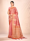 Light Pink Satin Silk Saree With Blouse Piece