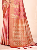 Light Pink Satin Silk Saree With Blouse Piece