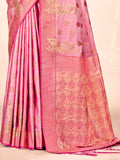 Pink Satin Silk Saree With Blouse Piece