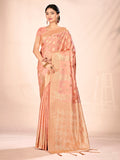 Peach Satin Silk Saree With Blouse Piece