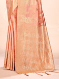 Peach Satin Silk Saree With Blouse Piece