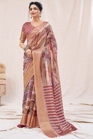 Soft Pink Linen Saree