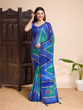 Blue Weightless Poly Chiffon Saree With Blouse Piece